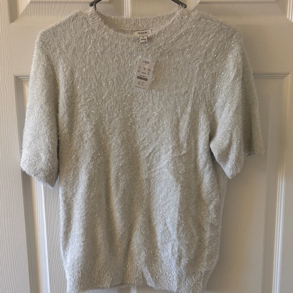 J. Crew Sweaters - J. Crew Light Silver Sparkle Short Sleeve Crewneck Sweater